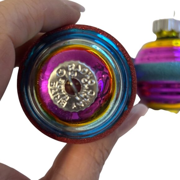 Christopher Radko Shiny Brite Retro Ribbed Glass Ornaments Box Set 36 Multicolor - Picture 5 of 13